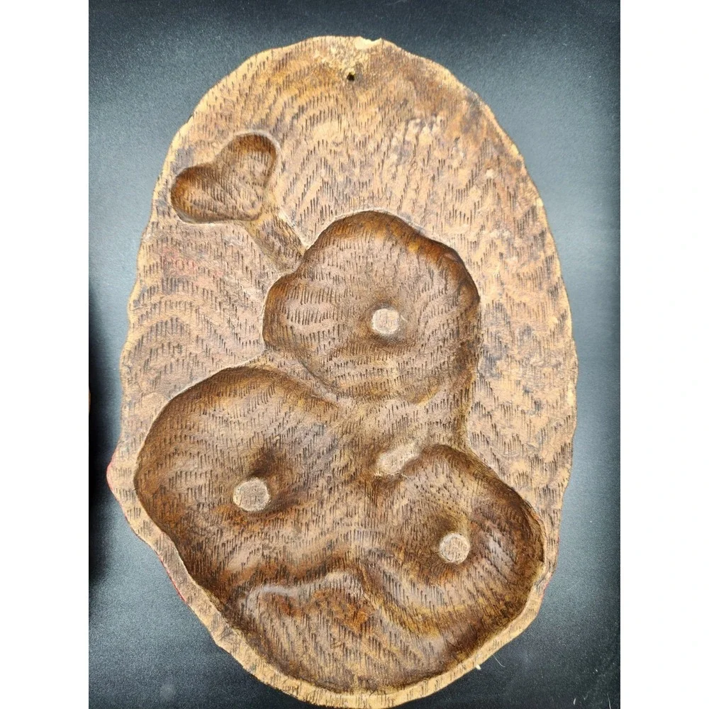 Vintage Poppy Flowers Oval Pressed Wood Wall Hangings Set Of 2 10